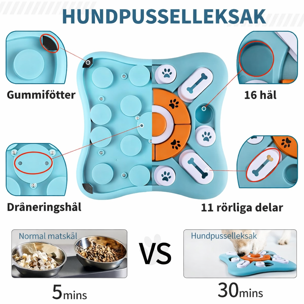 Interaktiv hundpussel med hjärnträning